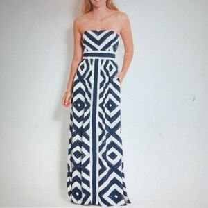 Vineyard Vines White Navy Diamond Strapless Maxi 2